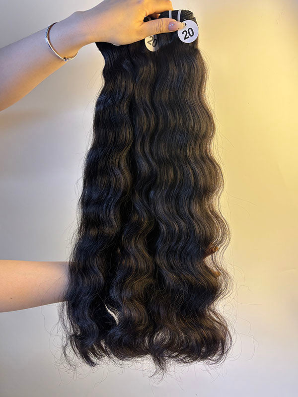 Raw Indian Wave Human Hair Bundles – Super Double Drawn | Natural Black & Blonde | Wholesale for Black Women Hairdressers