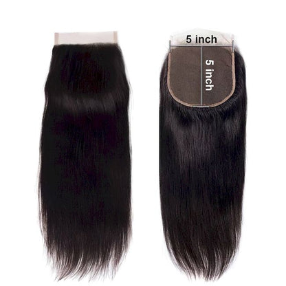 Raw Straight Frontal & Closure – Transparent HD Lace with Small Knots | 100% Human Hair