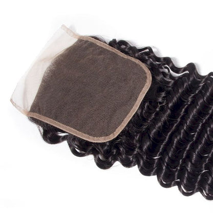 Wholesale Raw Loose Deep Wave Frontal & Closure – Transparent HD Lace, Small Knots, Virgin Human Hair for Salons & Stylists