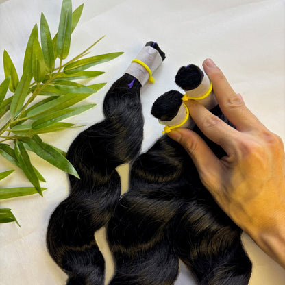 Raw Loose Wave Bulk Hair – Double Drawn, Full &amp; Thick, No Shedding, High Quality