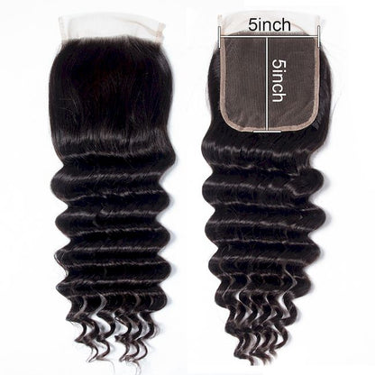 Wholesale Raw Loose Deep Wave Frontal & Closure – Transparent HD Lace, Small Knots, Virgin Human Hair for Salons & Stylists