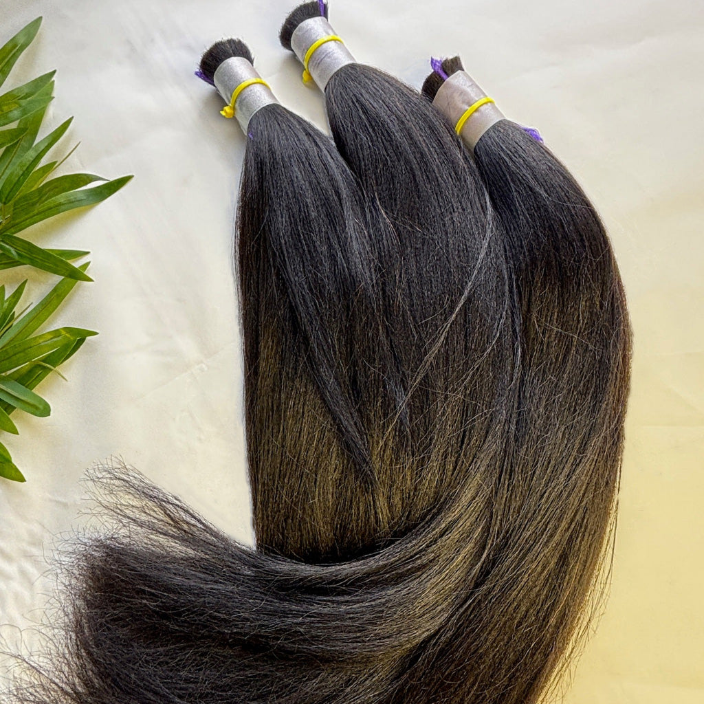 Raw Straight Bulk Hair – Double Drawn, Full &amp; Thick, No Shedding, High Quality