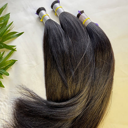Raw Straight Bulk Hair – Double Drawn, Full &amp; Thick, No Shedding, High Quality