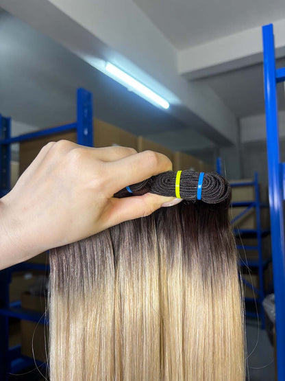 Color #2:8:24 Top Raw A+ Pro highlight straight human hair bundle product photo 2