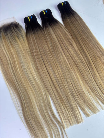 Color #2:8:24 Top Raw A+ Pro highlight straight human hair bundle product photo 1