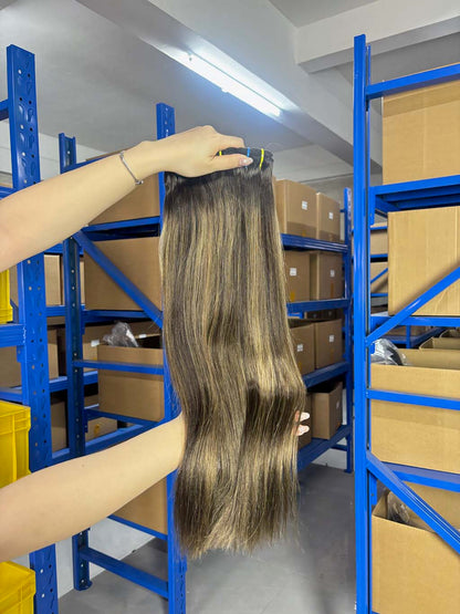Color #2:8:2 Top Raw A+ Pro highlight straight human hair bundle product photo 3