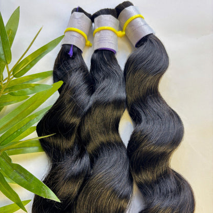 Raw Loose Wave Bulk Hair – Double Drawn, Full &amp; Thick, No Shedding, High Quality