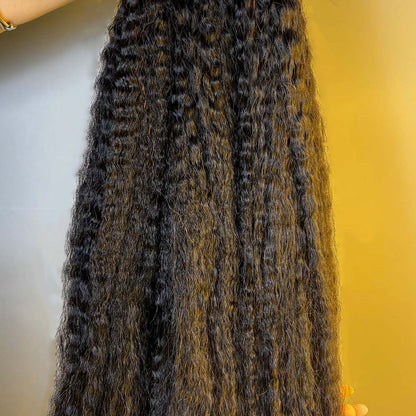 Raw Kinky Straight Bulk Hair – Double Drawn, Full &amp; Thick, No Shedding, High Quality