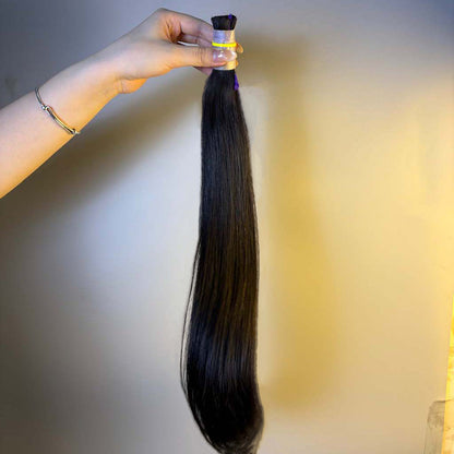 Raw Straight Bulk Hair – Double Drawn, Full &amp; Thick, No Shedding, High Quality