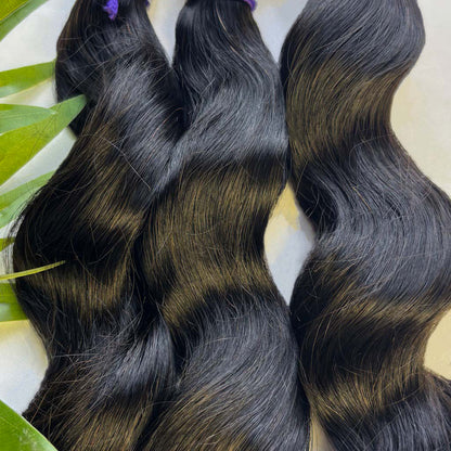 Raw Loose Wave Bulk Hair – Double Drawn, Full &amp; Thick, No Shedding, High Quality