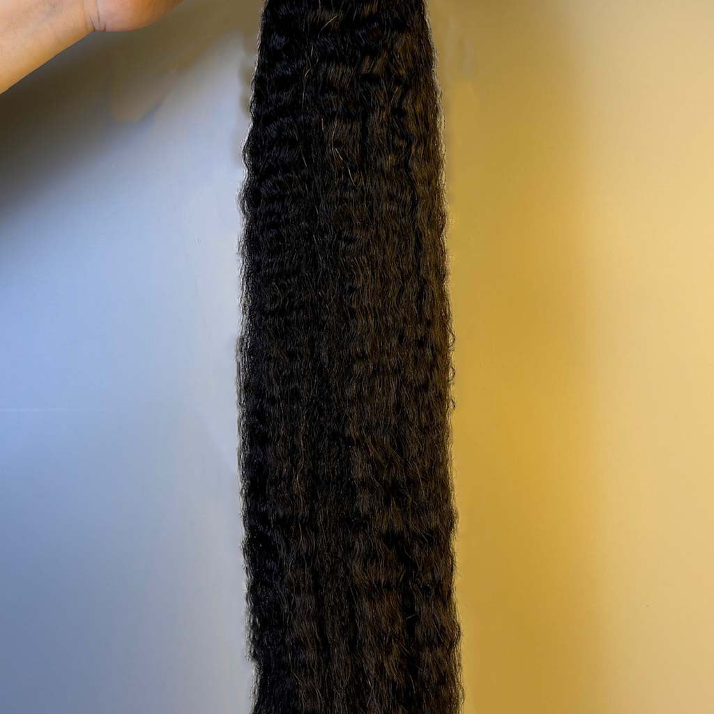 Raw Kinky Straight Bulk Hair – Double Drawn, Full &amp; Thick, No Shedding, High Quality