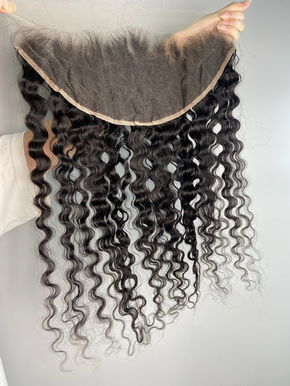 Raw Burmese curly Frontal & Closure – Transparent HD Lace with Small Knots | 100% Human Hair