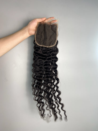 Raw Burmese curly Frontal & Closure – Transparent HD Lace with Small Knots | 100% Human Hair