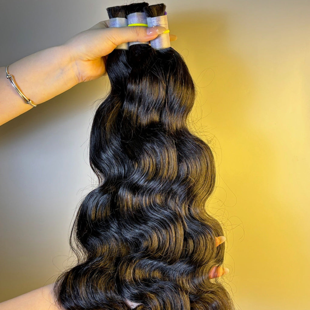 Raw Body Wave Bulk Hair – Double Drawn, Full &amp; Thick, No Shedding, High Quality