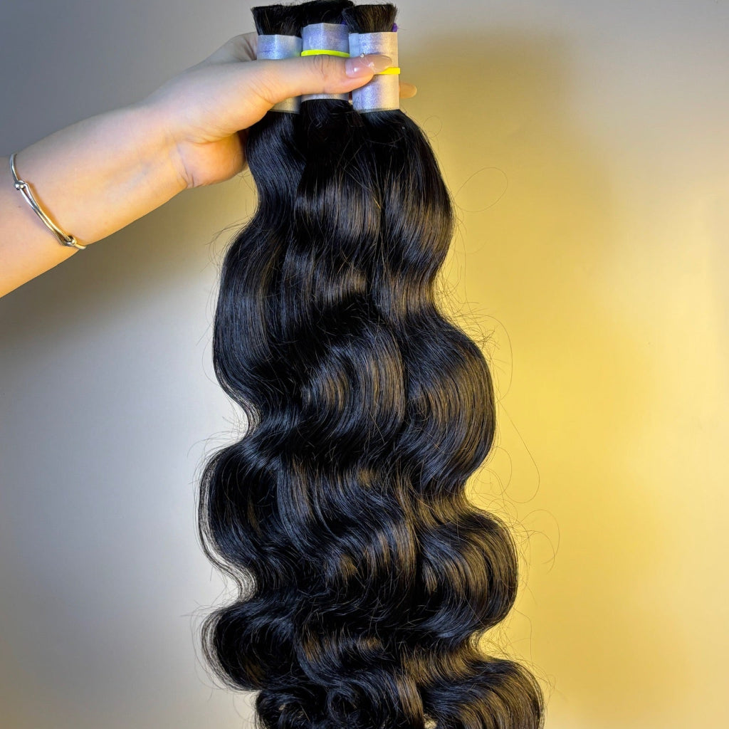 Raw Body Wave Bulk Hair – Double Drawn, Full &amp; Thick, No Shedding, High Quality