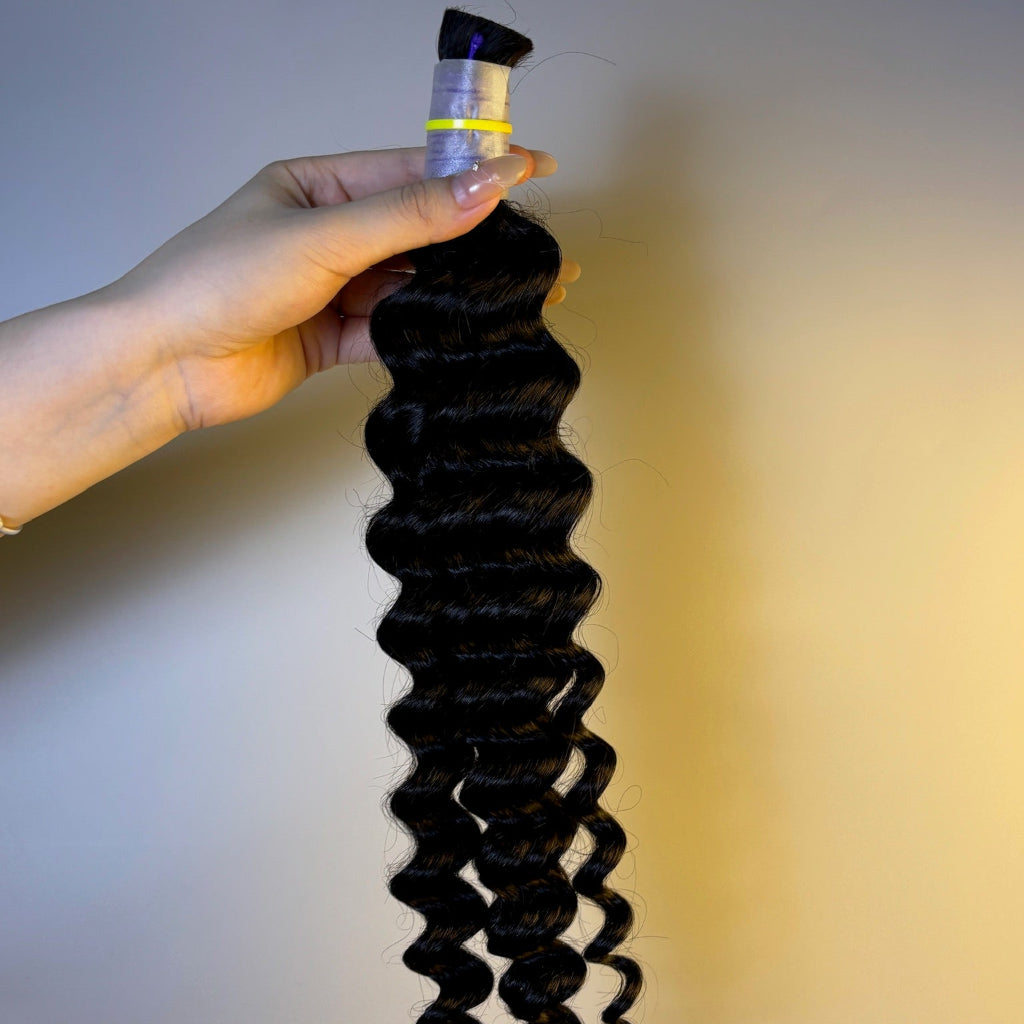 Raw Deep Wave Bulk Hair – Double Drawn, Full &amp; Thick, No Shedding, High Quality