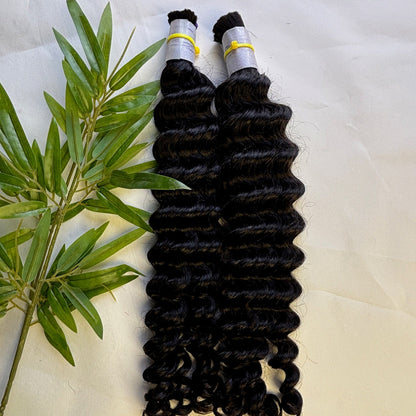 Raw Deep Wave Bulk Hair – Double Drawn, Full &amp; Thick, No Shedding, High Quality
