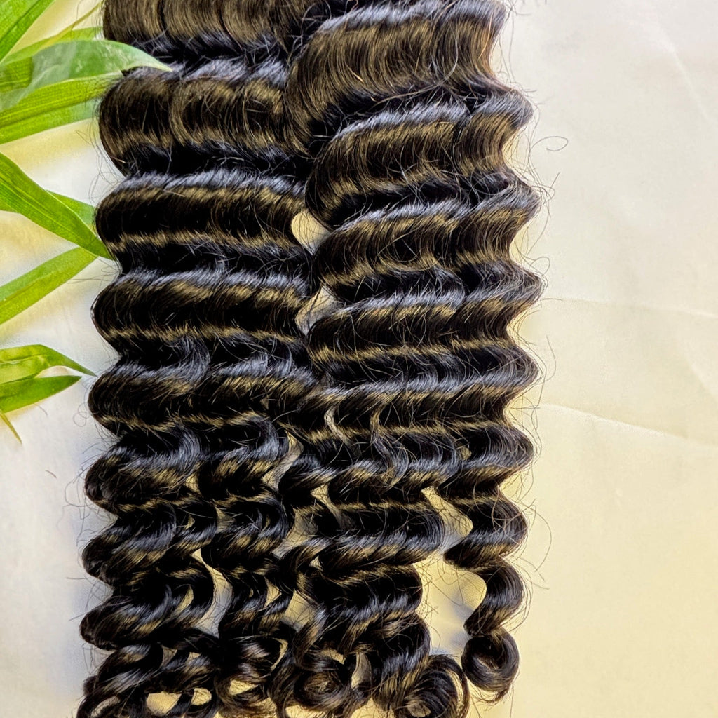 Raw Deep Wave Bulk Hair – Double Drawn, Full &amp; Thick, No Shedding, High Quality