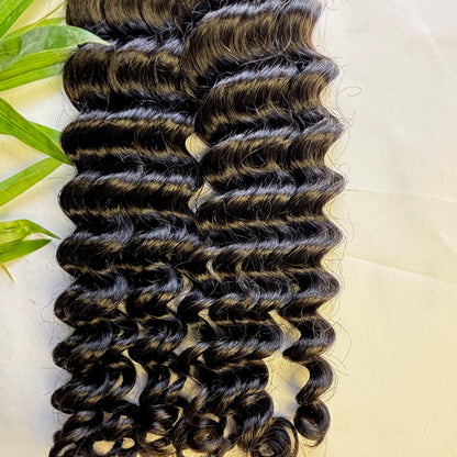 Raw Deep Wave Bulk Hair – Double Drawn, Full &amp; Thick, No Shedding, High Quality