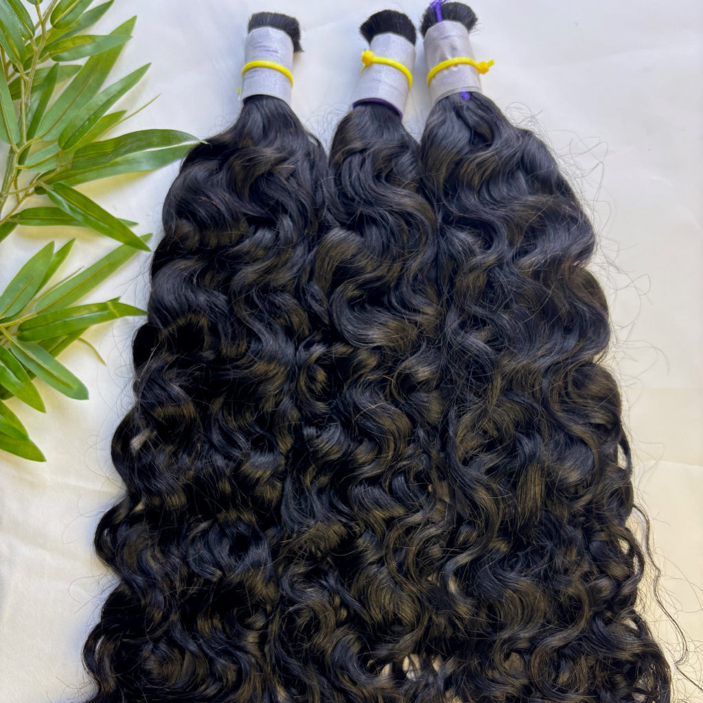 Raw Water Wave Bulk Hair – Double Drawn, Full &amp; Thick, No Shedding, High Quality