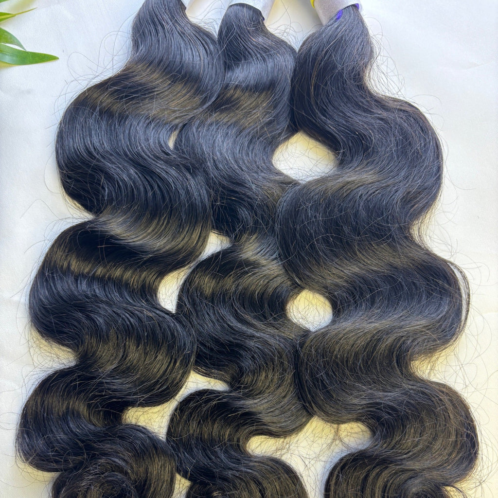 Raw Body Wave Bulk Hair – Double Drawn, Full &amp; Thick, No Shedding, High Quality