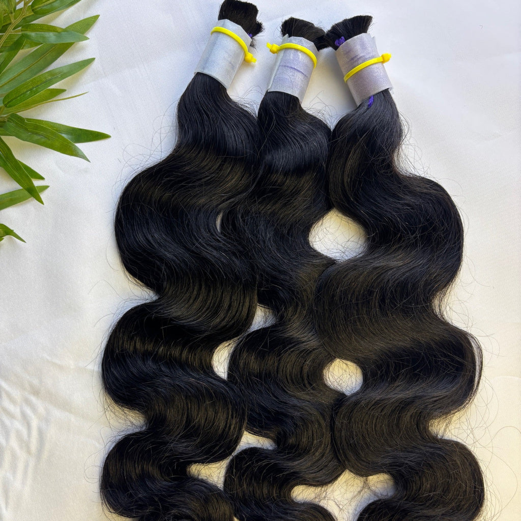 Raw Body Wave Bulk Hair – Double Drawn, Full &amp; Thick, No Shedding, High Quality