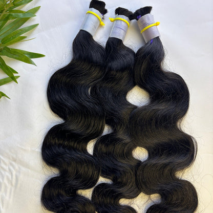 Raw Body Wave Bulk Hair – Double Drawn, Full &amp; Thick, No Shedding, High Quality