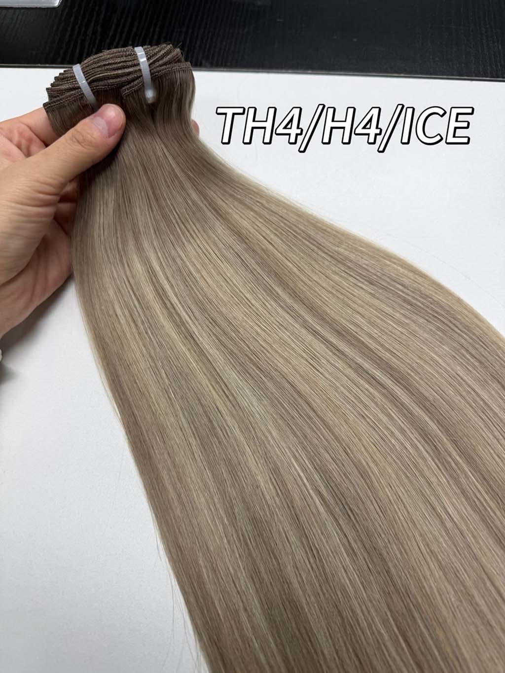Color #TH4:H4:ICE Top Raw A+ Pro highlight straight human hair bundle product photo 1