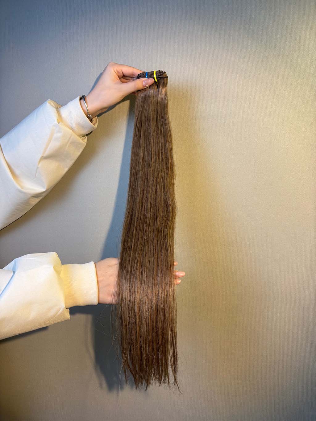 Color #6 straight human hair bundle in A+ Pro quality