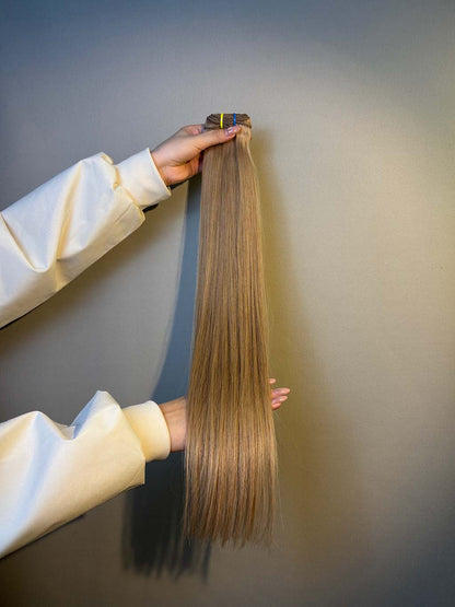 Color #7 straight human hair bundle in A+ Pro quality