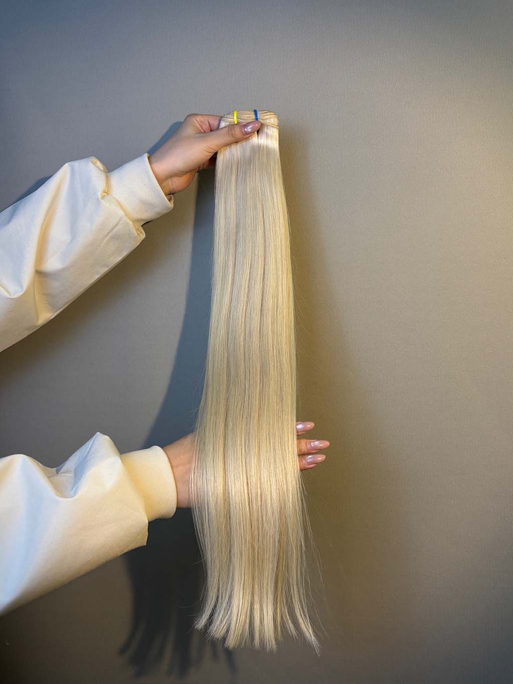 Color #SILVER straight human hair bundle in A+ Pro quality