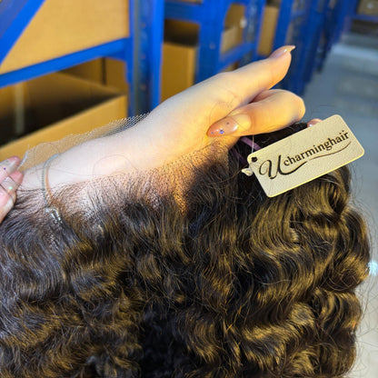 Raw Burmese curly Frontal & Closure – Transparent HD Lace with Small Knots | 100% Human Hair