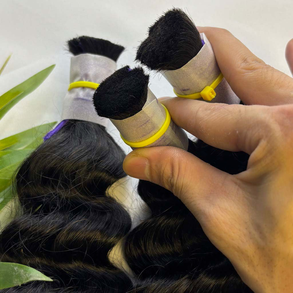 Raw Deep Wave Bulk Hair – Double Drawn, Full &amp; Thick, No Shedding, High Quality