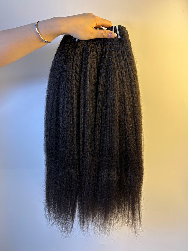 Afro Kinky Straight Raw Human Hair Bundles – Super Double Drawn, Full & Thick, No Shedding, High Quality