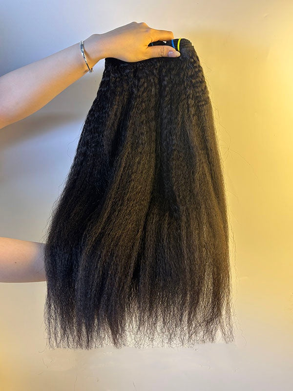 Afro Kinky Straight Raw Human Hair Bundles – Super Double Drawn, Full & Thick, No Shedding, High Quality