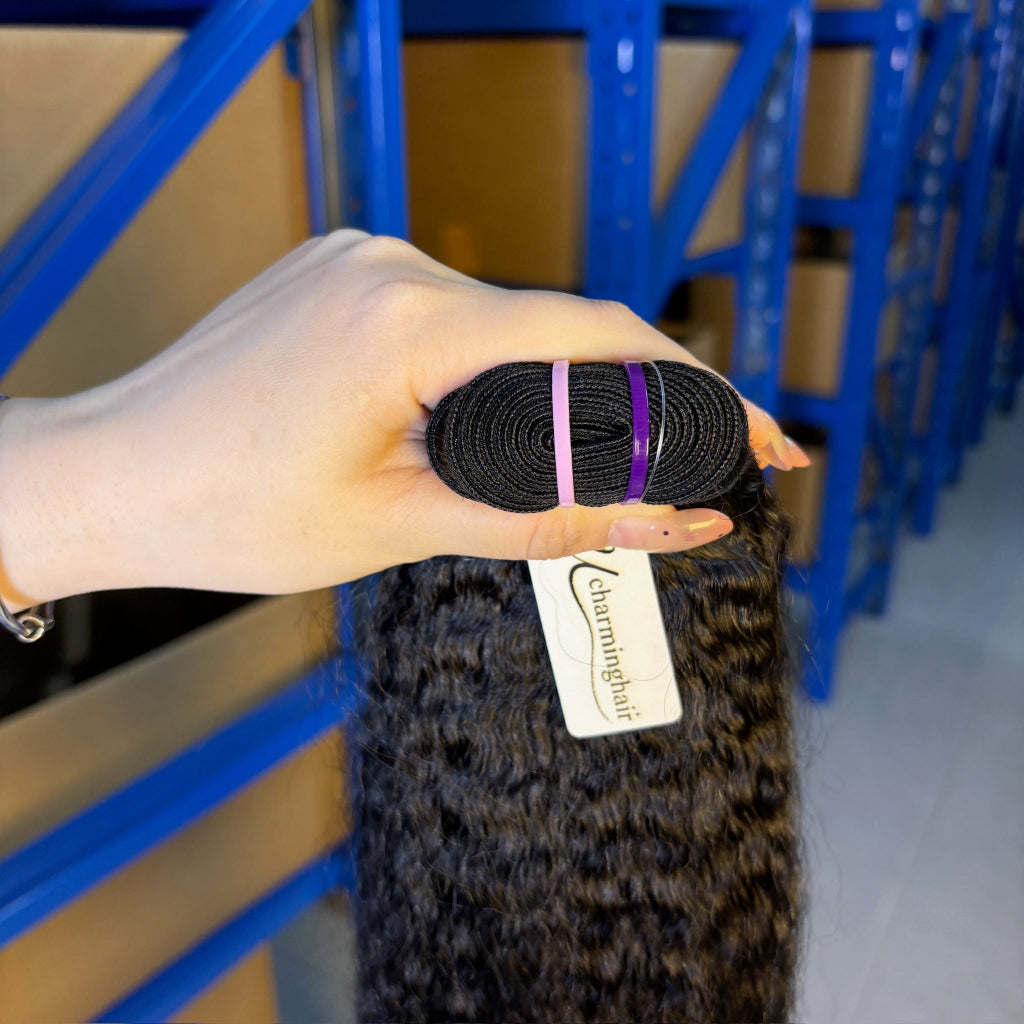 Afro Kinky Straight Raw Human Hair Bundles – Super Double Drawn, Full & Thick, No Shedding, High Quality