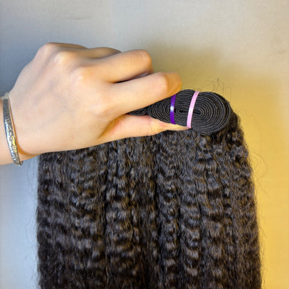 Afro Kinky Straight Raw Human Hair Bundles – Super Double Drawn, Full & Thick, No Shedding, High Quality