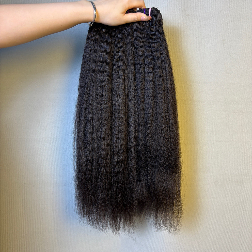 Afro Kinky Straight Raw Human Hair Bundles – Super Double Drawn, Full & Thick, No Shedding, High Quality
