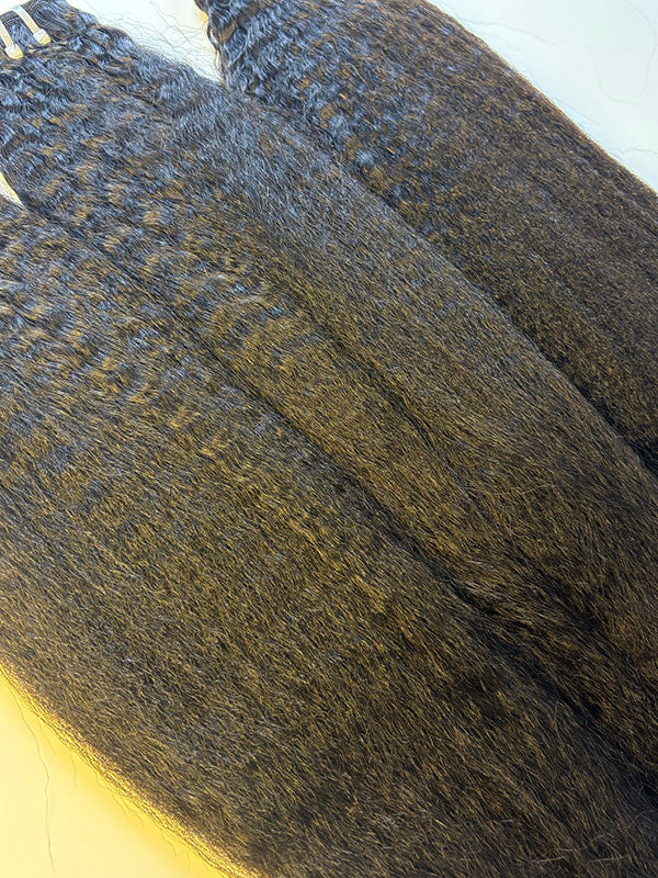 Afro Kinky Straight Raw Human Hair Bundles – Super Double Drawn, Full & Thick, No Shedding, High Quality