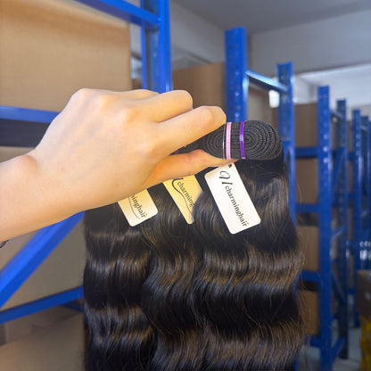 Raw  Indian  Wave Human Hair Bundles – Super Double Drawn | Natural Black & Blonde | Wholesale for Black Women Hairdressers