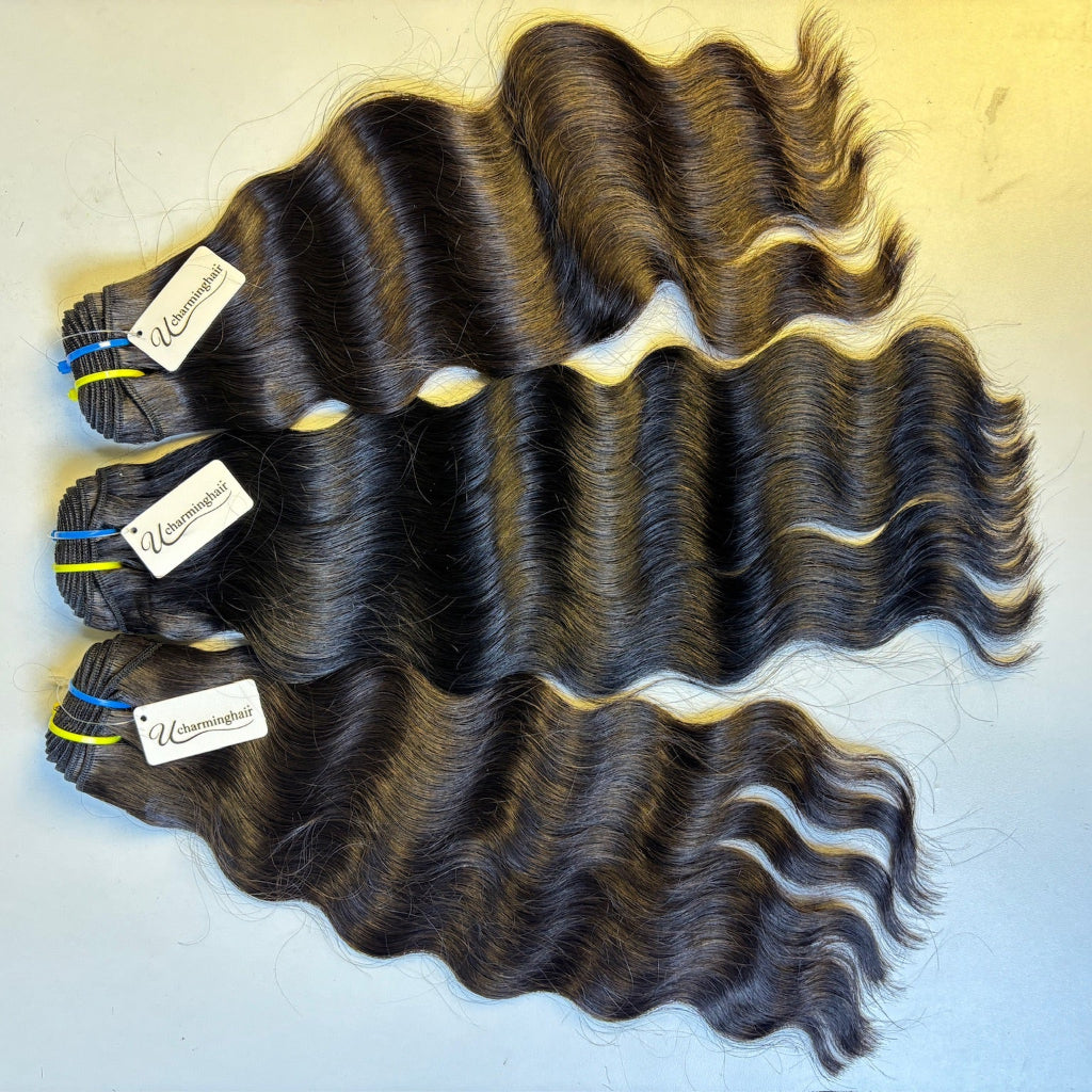 100% Raw Vietnamese & Indian loose Deep  Hair Bundles – Double Drawn, Natural Black, Tangle-Free, Thick & Soft | Wholesale for Black Women &  ucharminghair