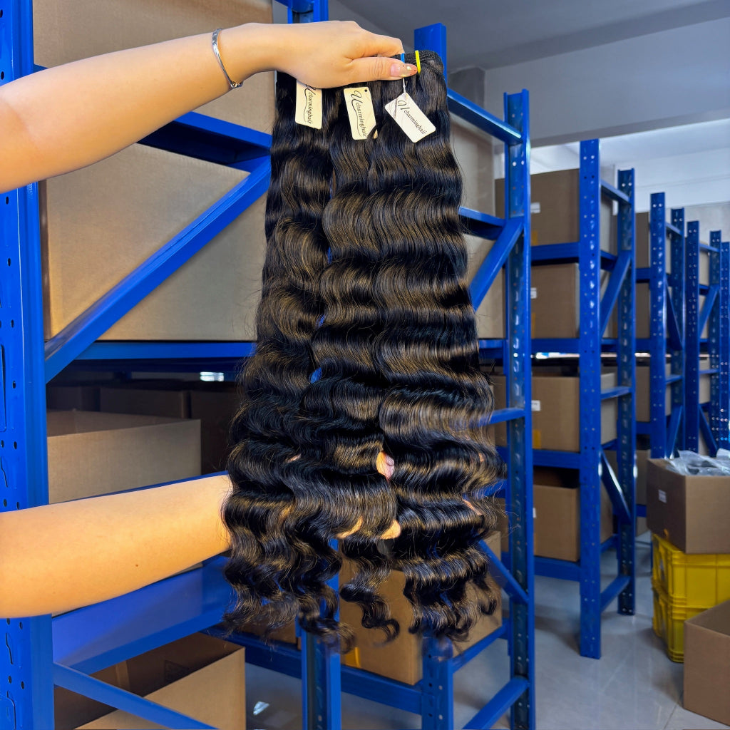 100% Raw Vietnamese & Indian loose Deep  Hair Bundles – Double Drawn, Natural Black, Tangle-Free, Thick & Soft | Wholesale for Black Women &  ucharminghair