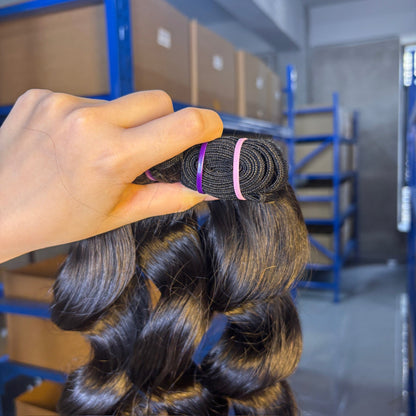 Raw Loose Wave Human Hair Bundles – Super Double Drawn | Natural Black & Blonde | Wholesale for Black Women Hairdressers