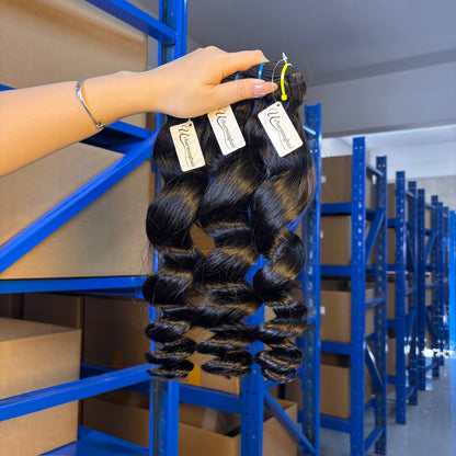 Raw Loose Wave Human Hair Bundles – Super Double Drawn | Natural Black & Blonde | Wholesale for Black Women Hairdressers