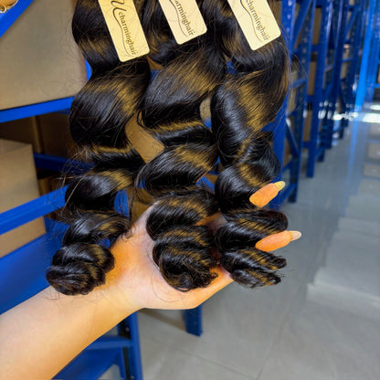 Raw Loose Wave Human Hair Bundles – Super Double Drawn | Natural Black & Blonde | Wholesale for Black Women Hairdressers