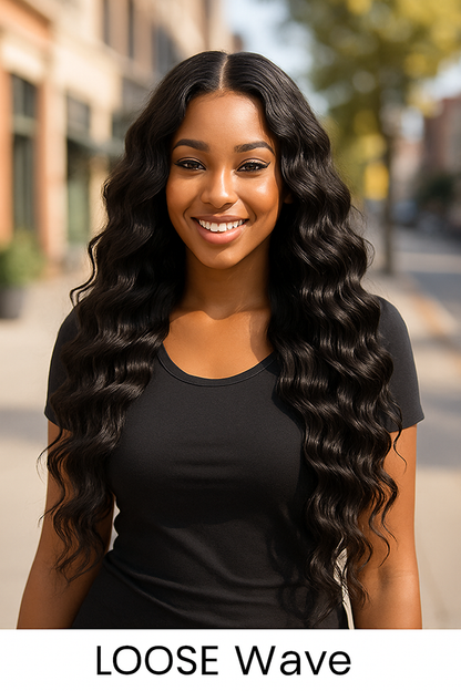 Raw Loose Wave Human Hair Bundles – Super Double Drawn | Natural Black & Blonde | Wholesale for Black Women Hairdressers