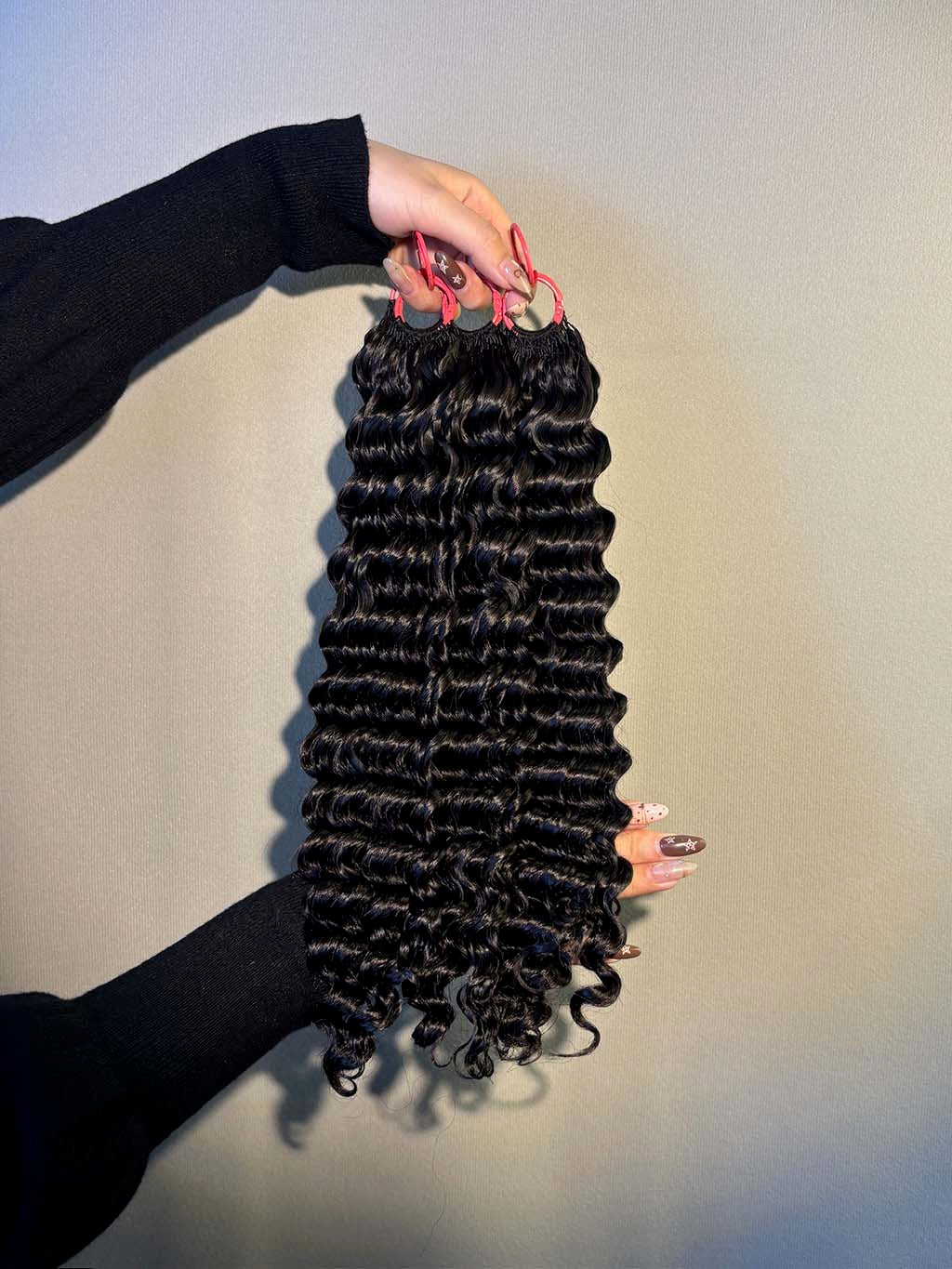 Natural black deep wave crochet raw hair extension