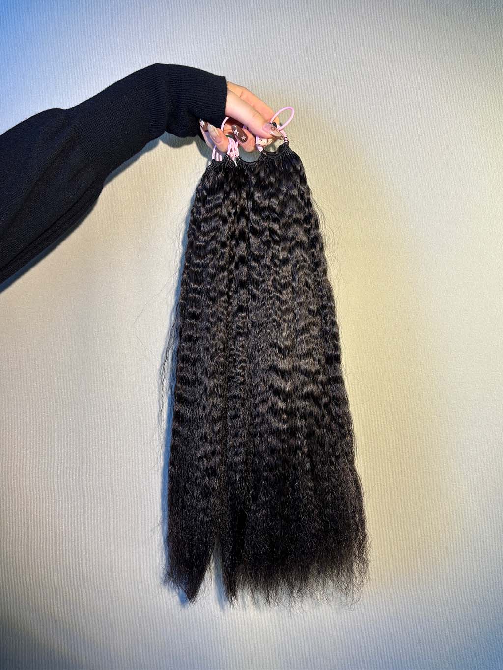 Natural black kinky straight crochet raw hair extension