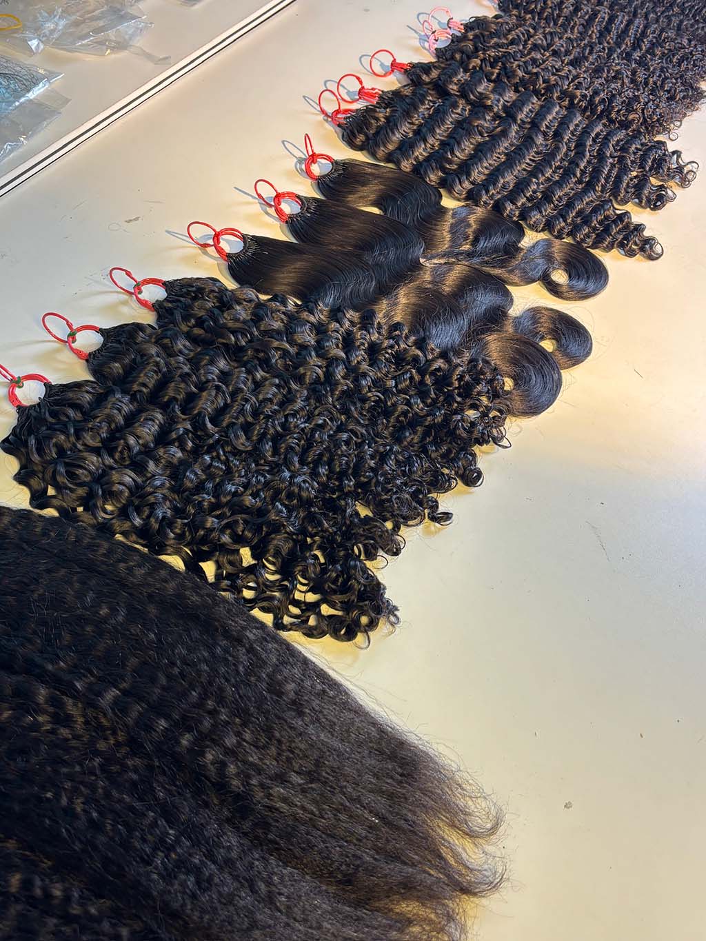 Natural black crochet raw hair extensions texture overview