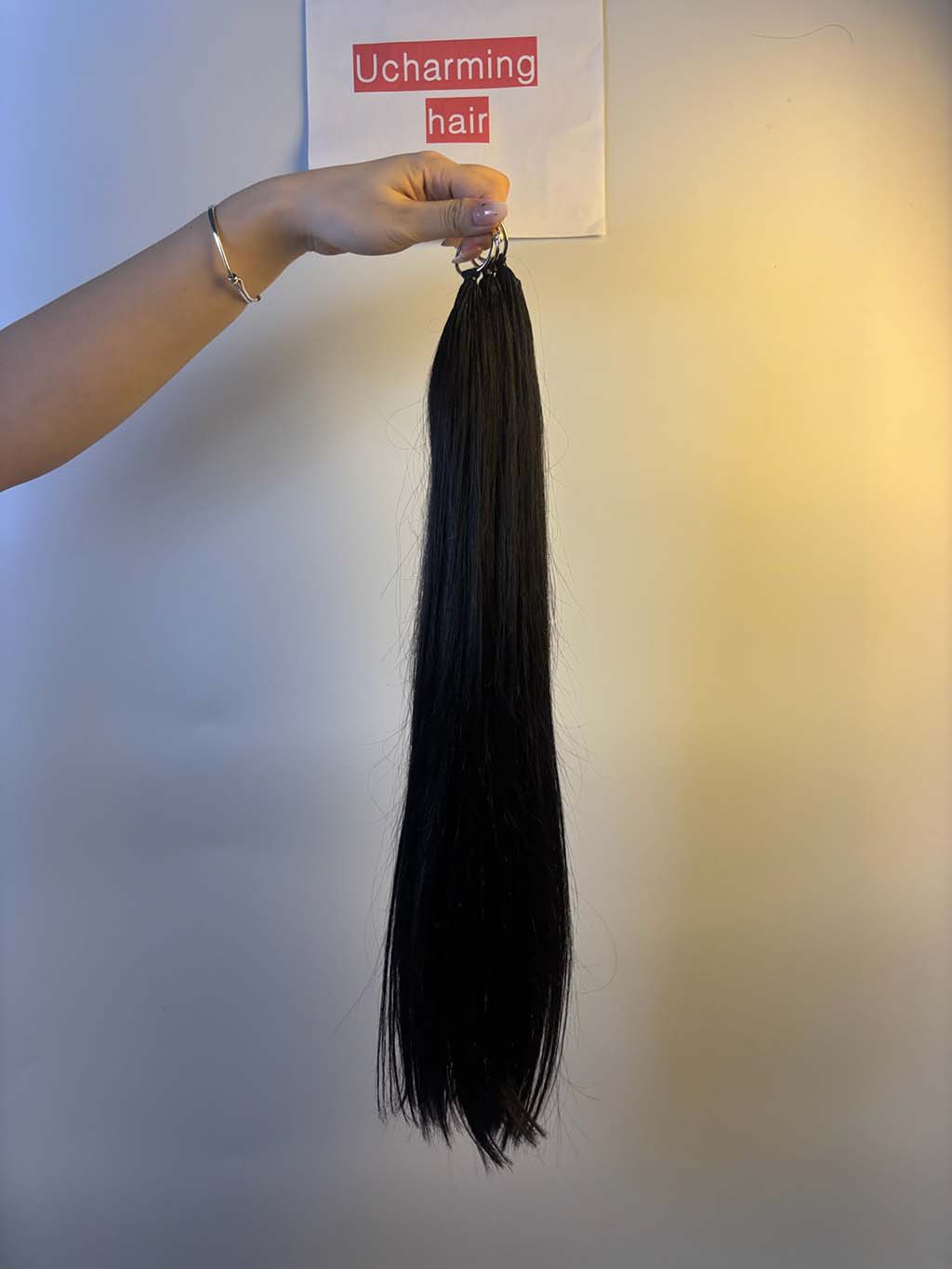 Natural black straight crochet raw hair extension